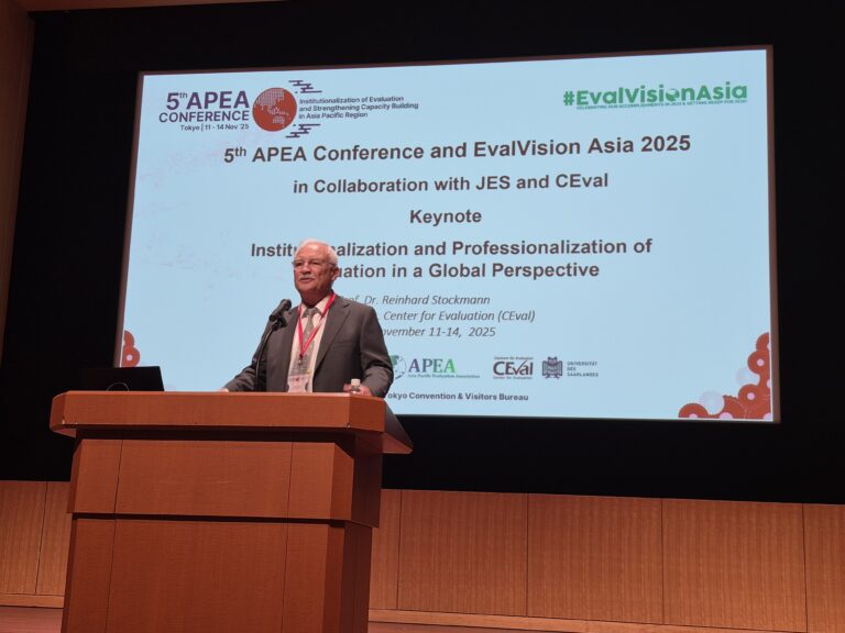 Prof. Dr. Reinhard Stockmann delivers the keynote speech.