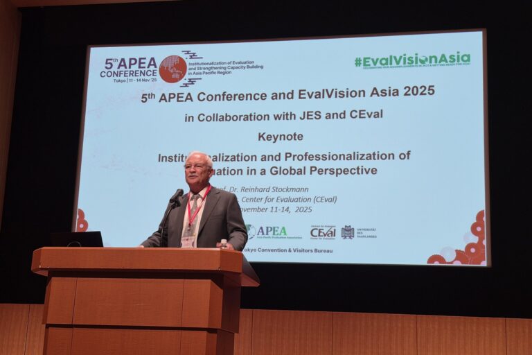 Prof. Dr. Reinhard Stockmann hielt die Keynote Speech.